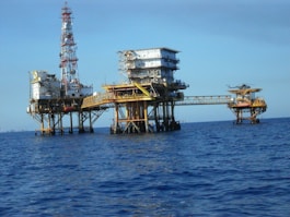 Offshore oil rig platform in the ocean