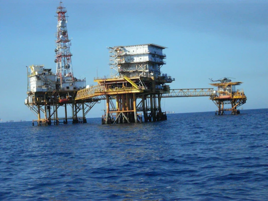 Offshore oil rig platform in the ocean