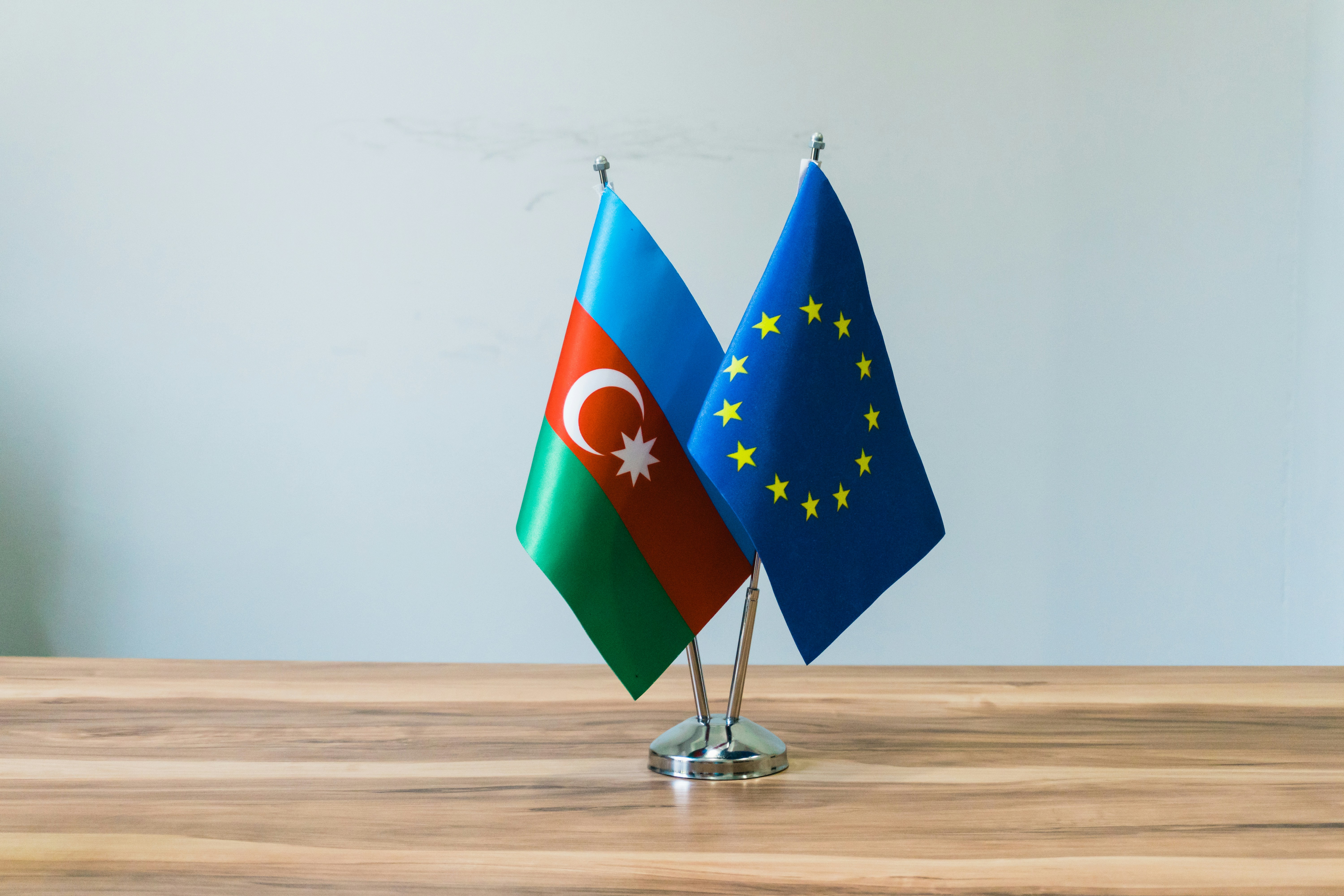 Azerbaijan and european union flags side by side