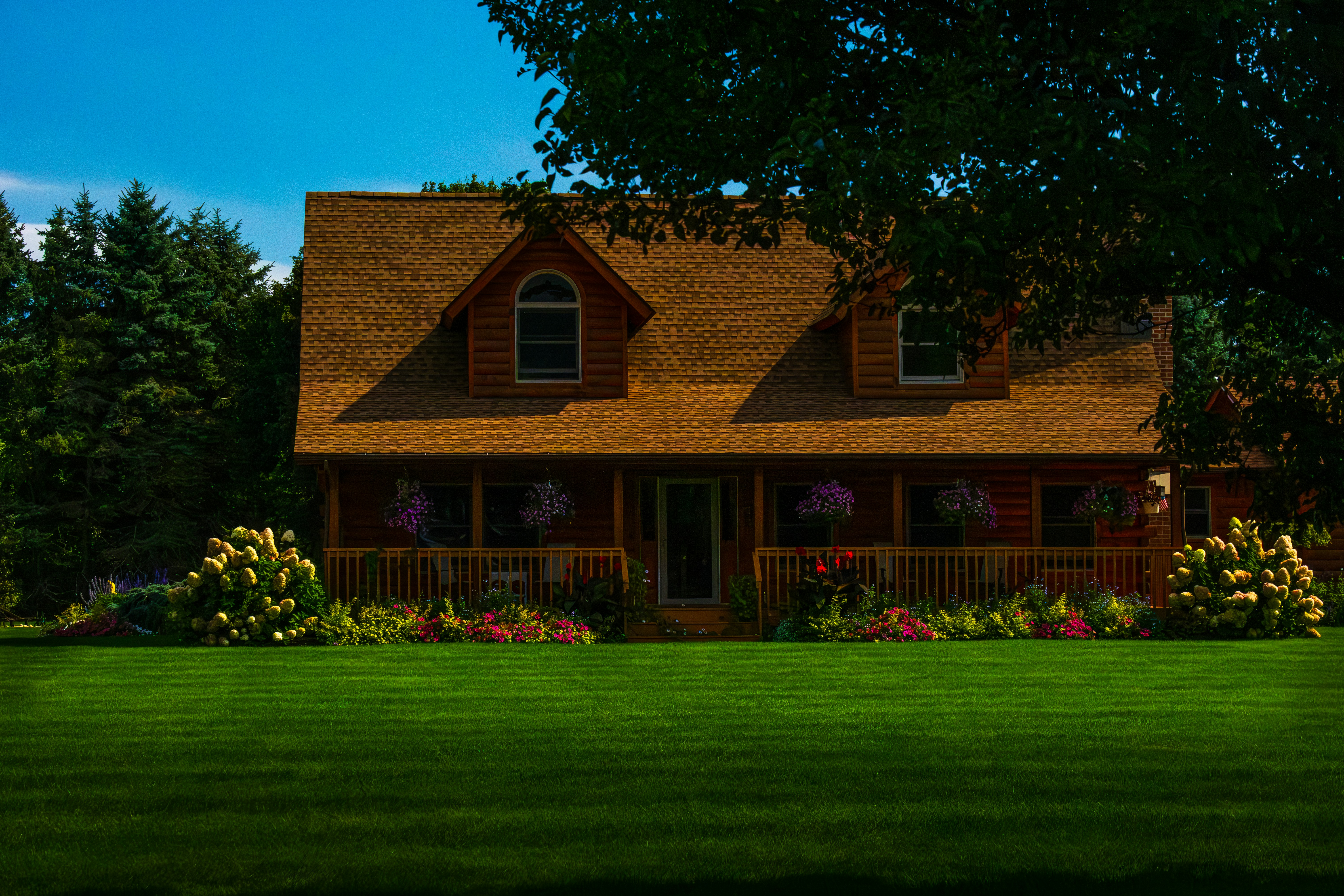 Beautiful manicured lawn residential property