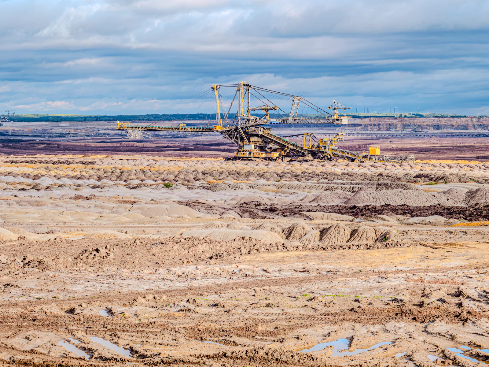 Bucket-wheel excavator working an open-pit mine