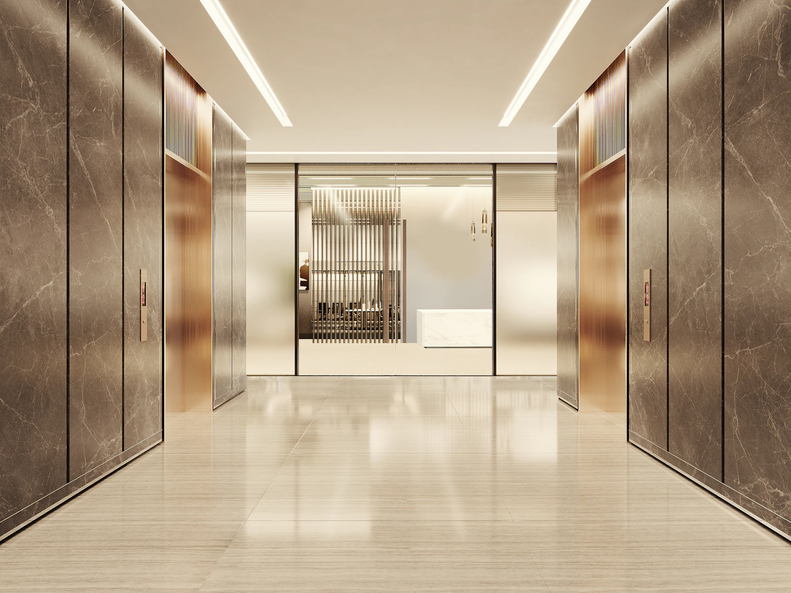 Modern luxury elevator lobby