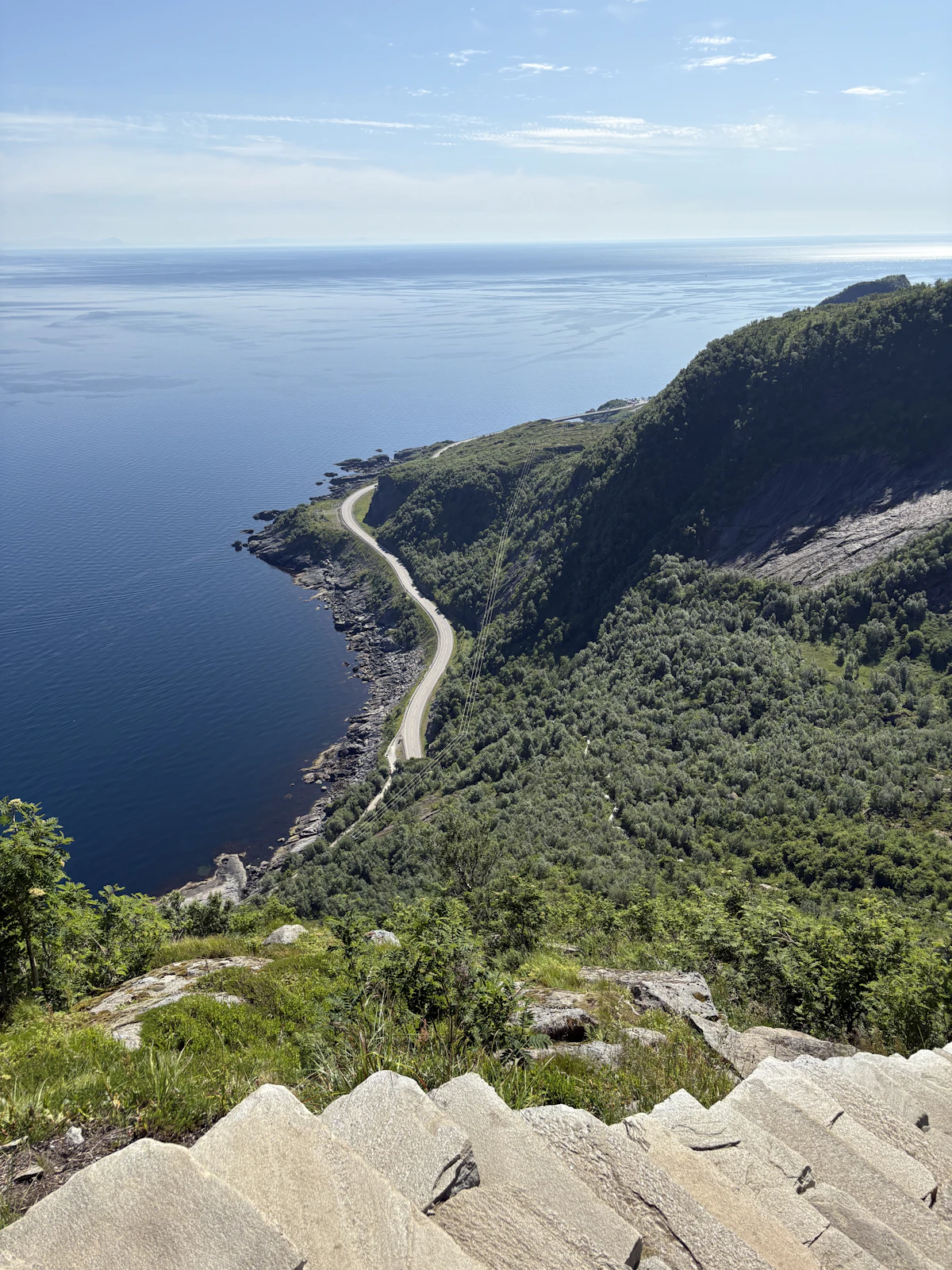 Scenic coastal road, driver's view