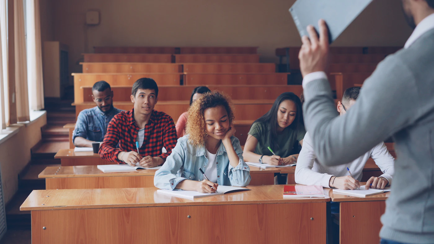 Students learning in a classroom
