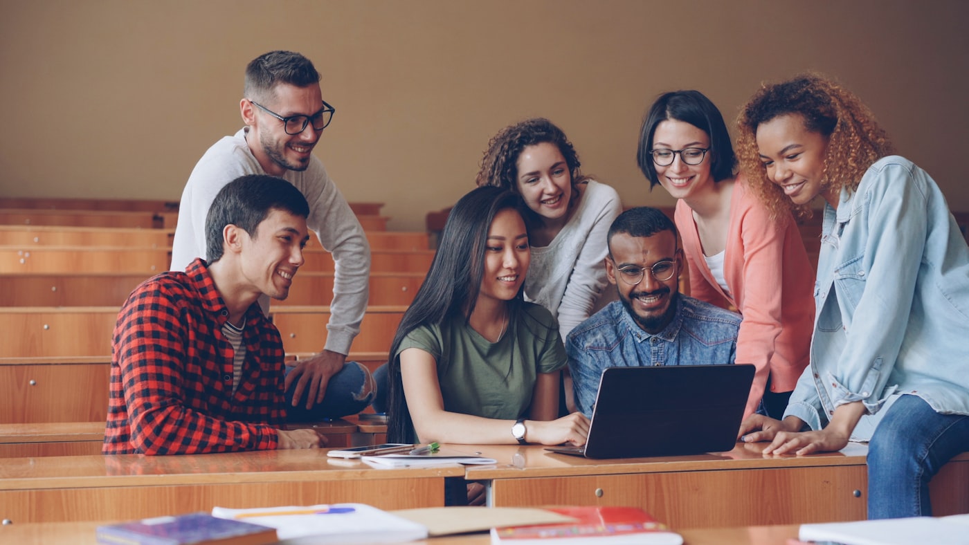 Diverse group of students learning together at Callens Institute