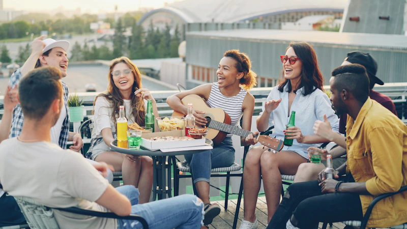 Friends connecting and celebrating in an SDM chat group gathering