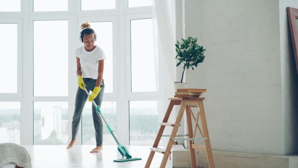 Professional cleaner at work