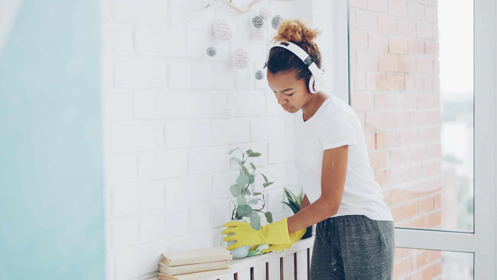 Cleaning near a window