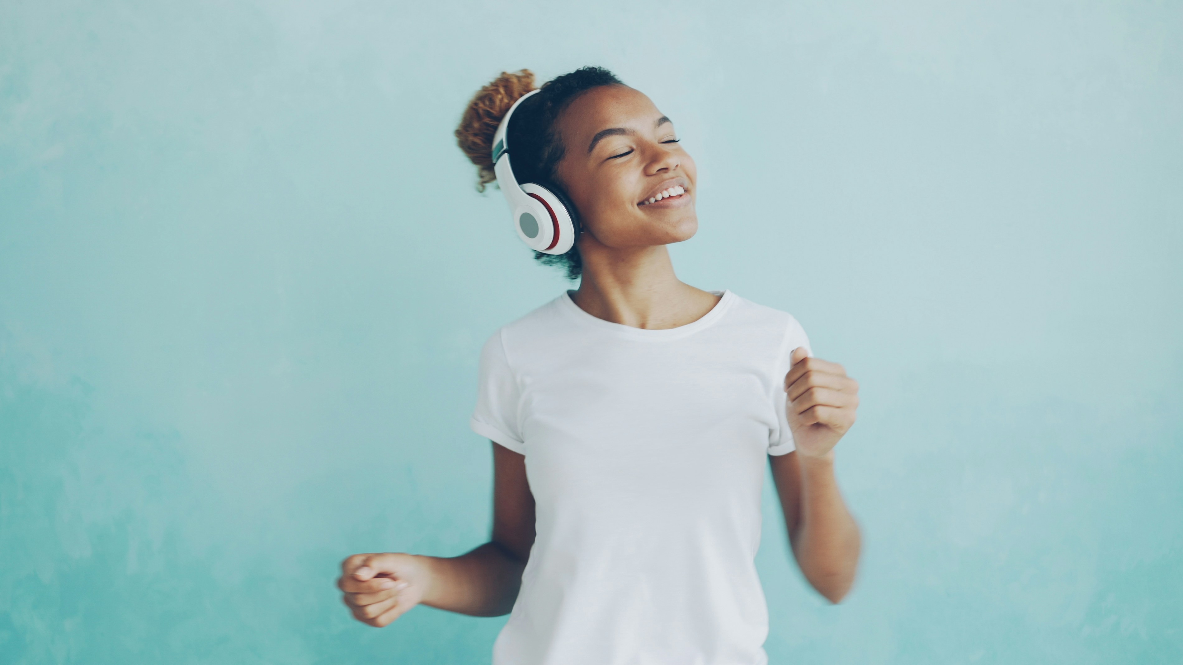Happy woman with headphones