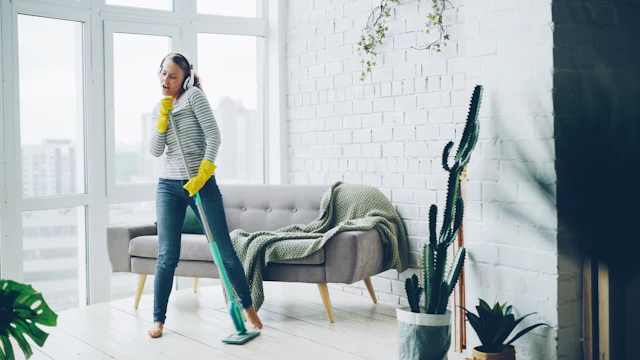 Living-space cleaning — illustrative stock photograph