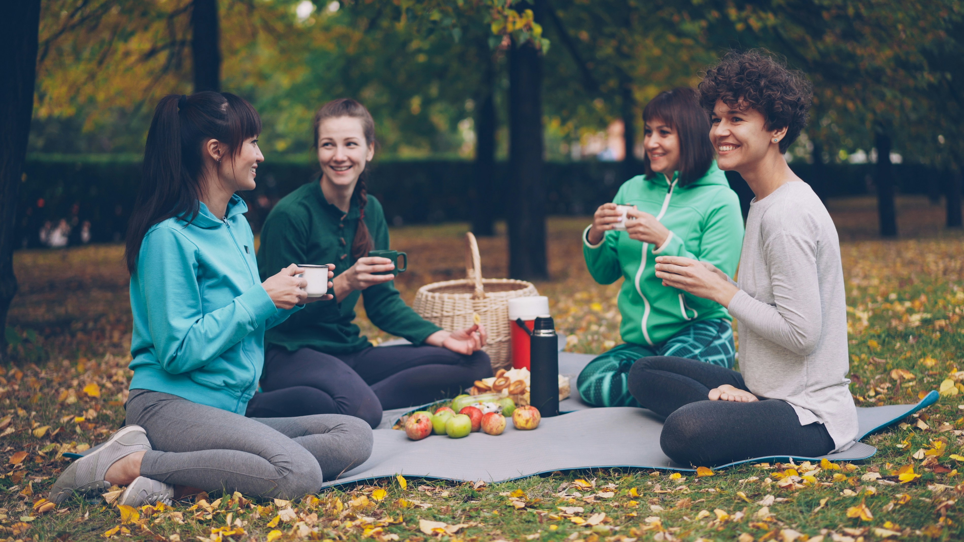 Happy girls at picnic