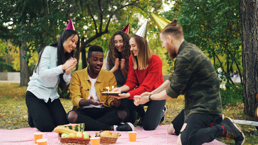 Friends celebrating together at a casual gathering