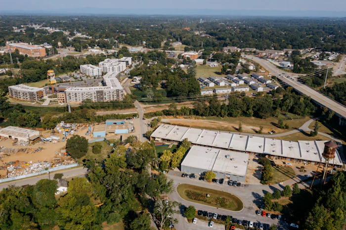 Aerial view of industrial land and infrastructure