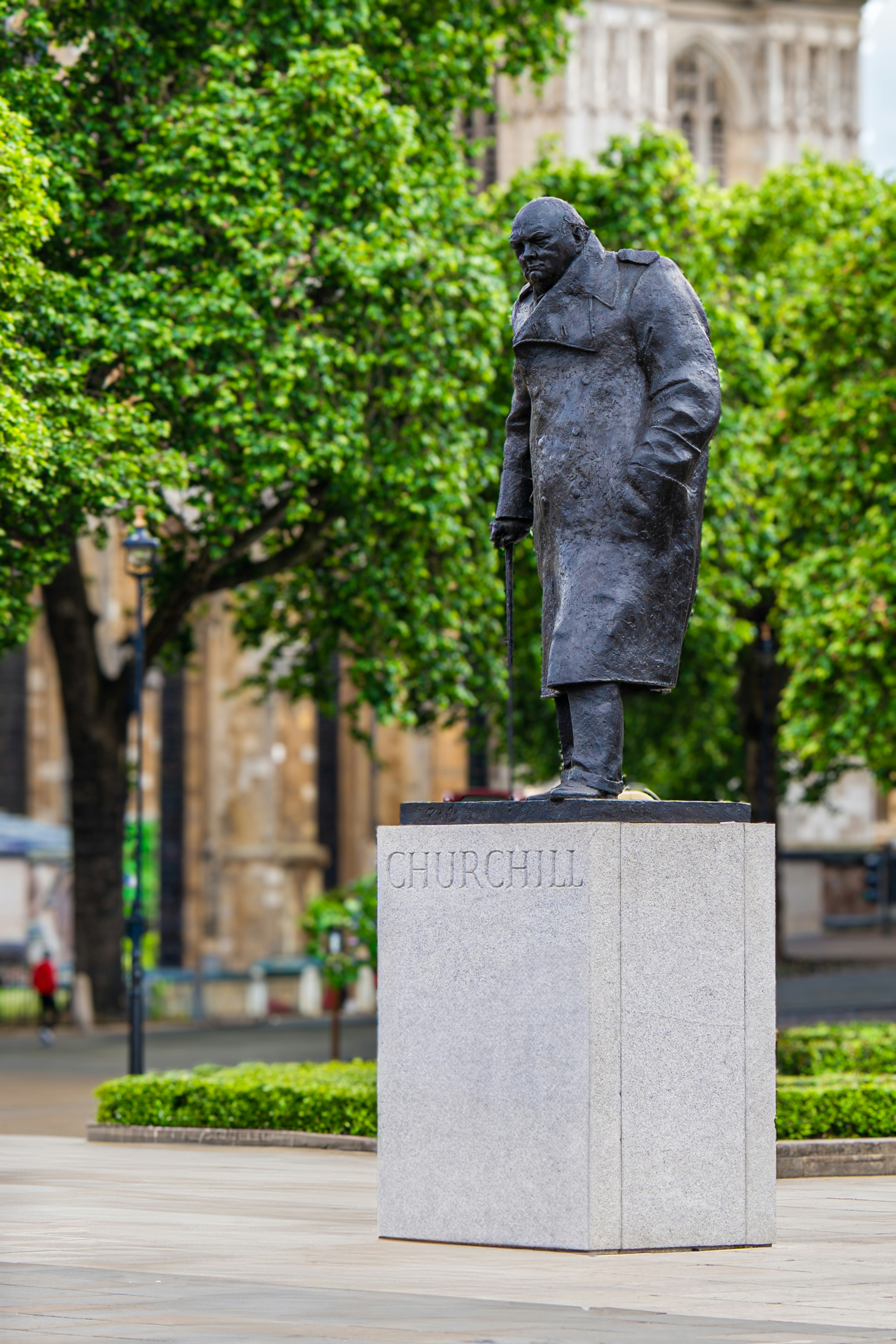 Statue of winston churchill in parliament square, london.