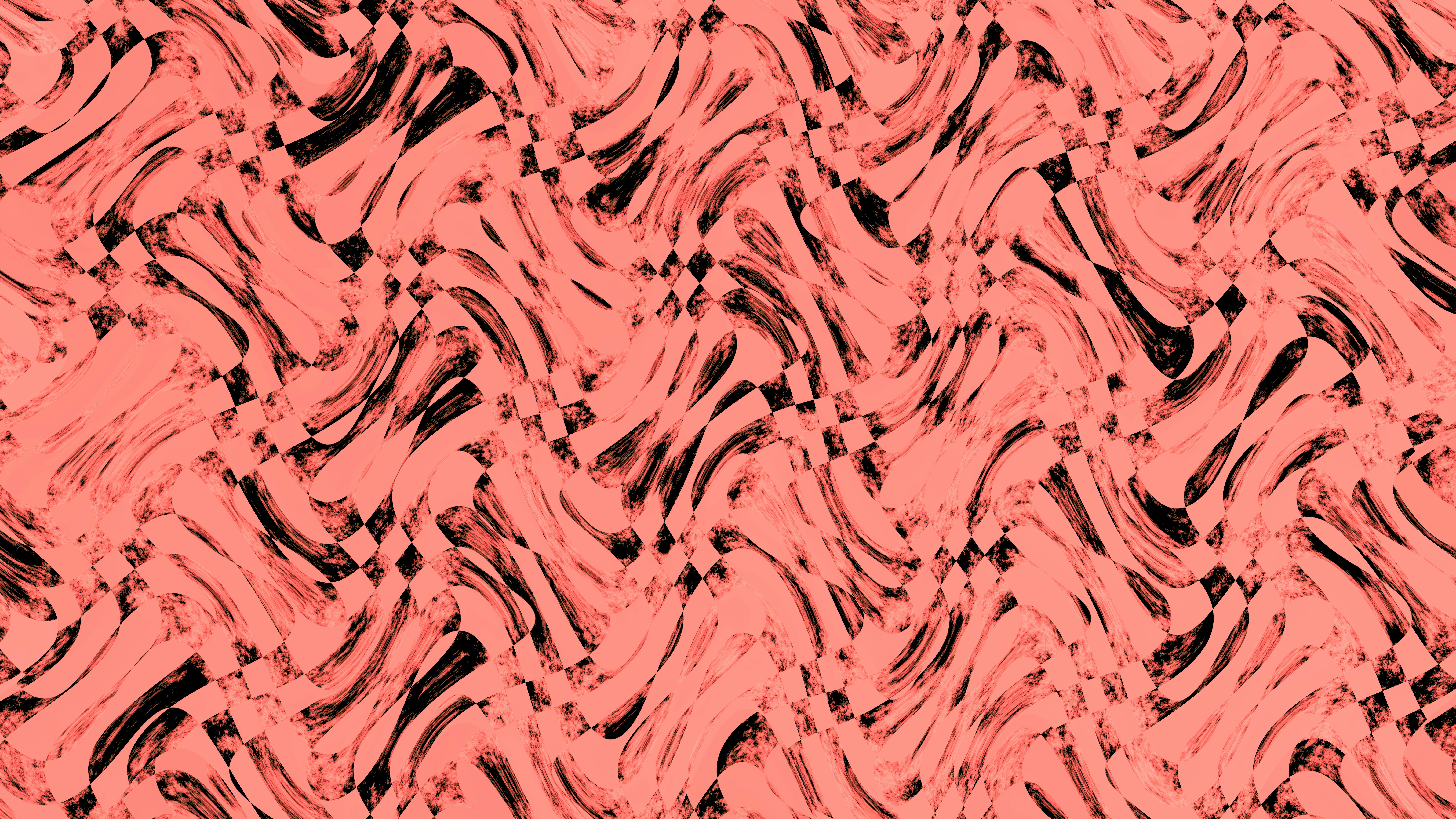 Wavy abstract pattern in coral and black