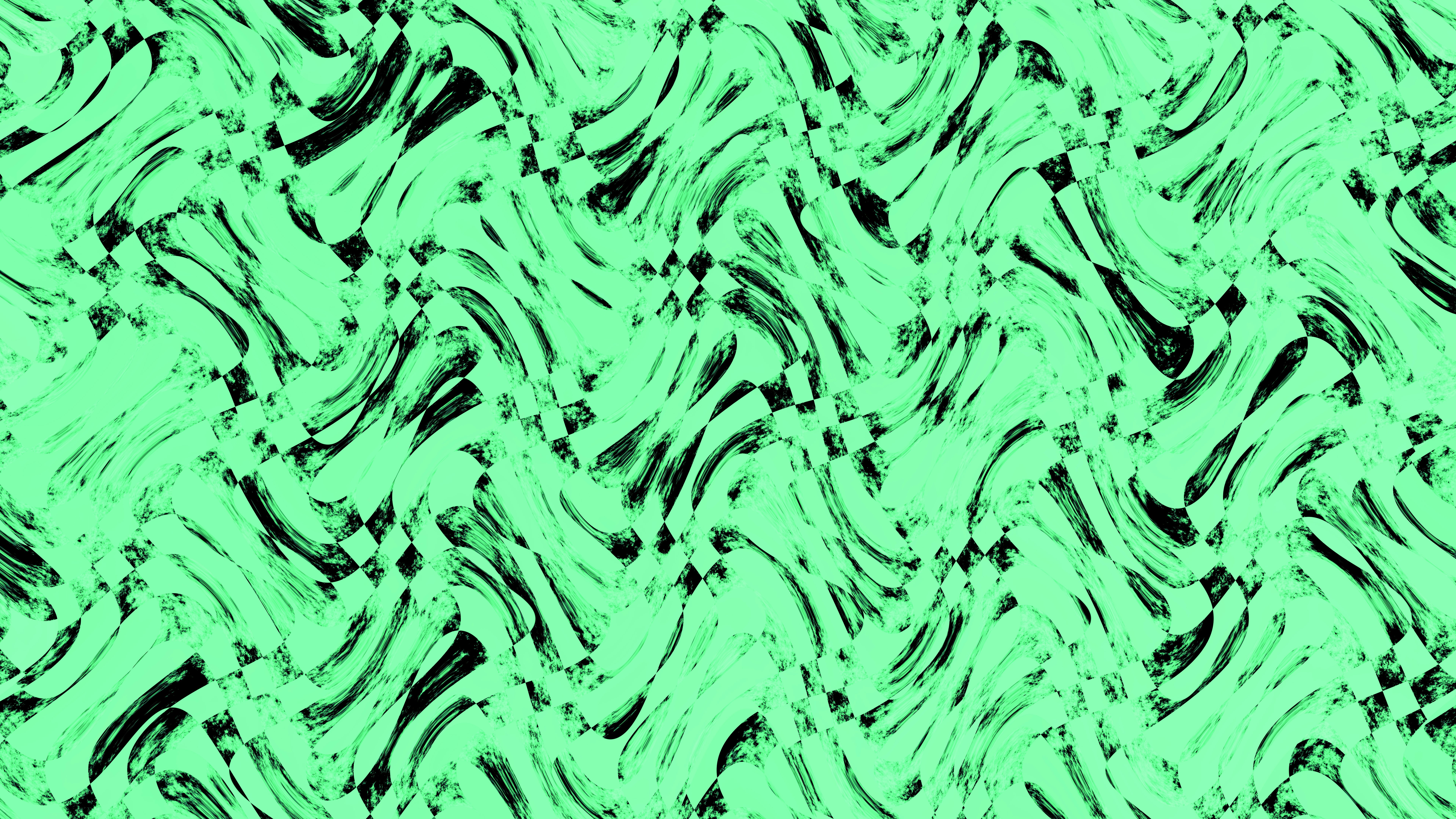 Mint green background with black wavy lines