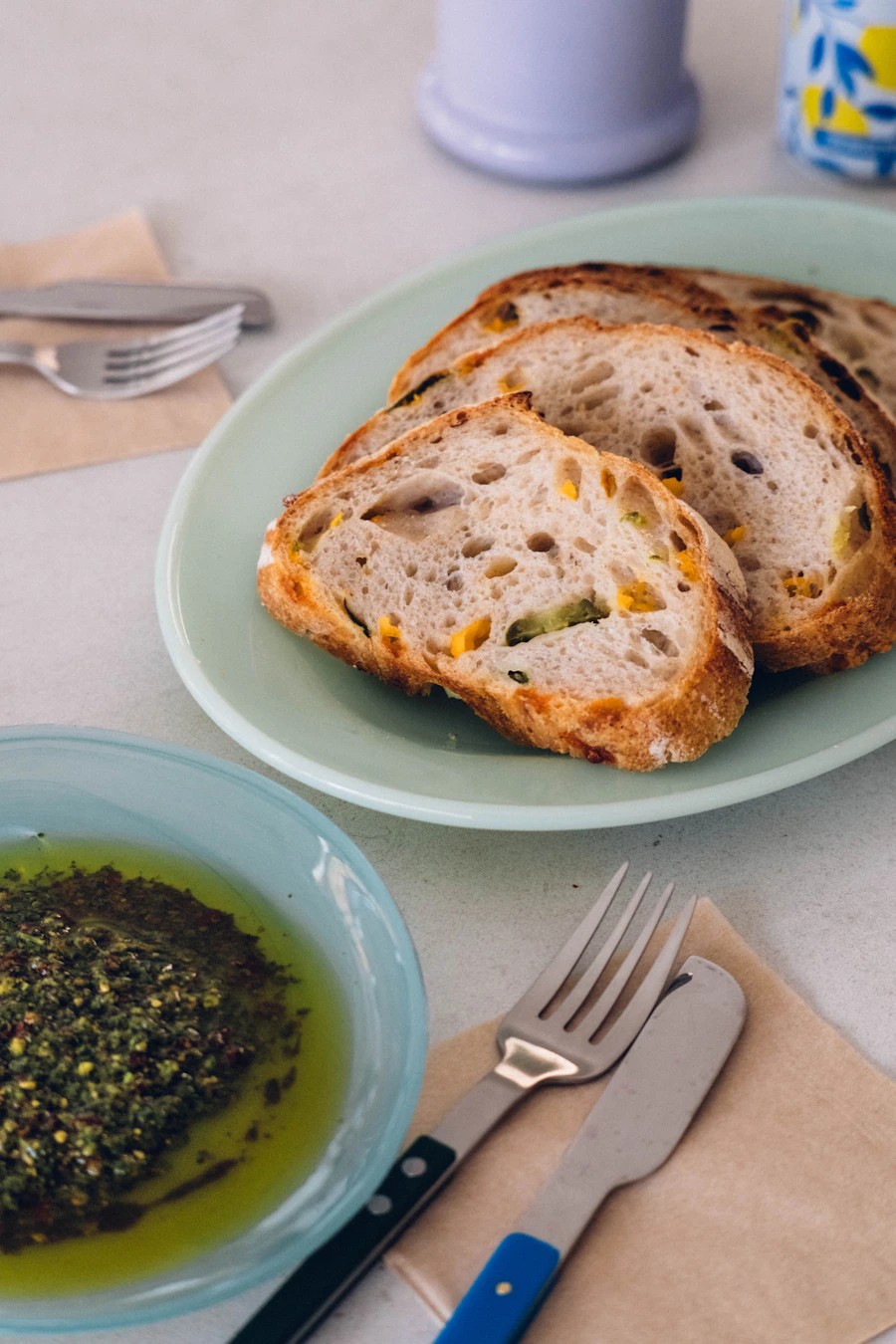 Olive oil with herbs for tasting
