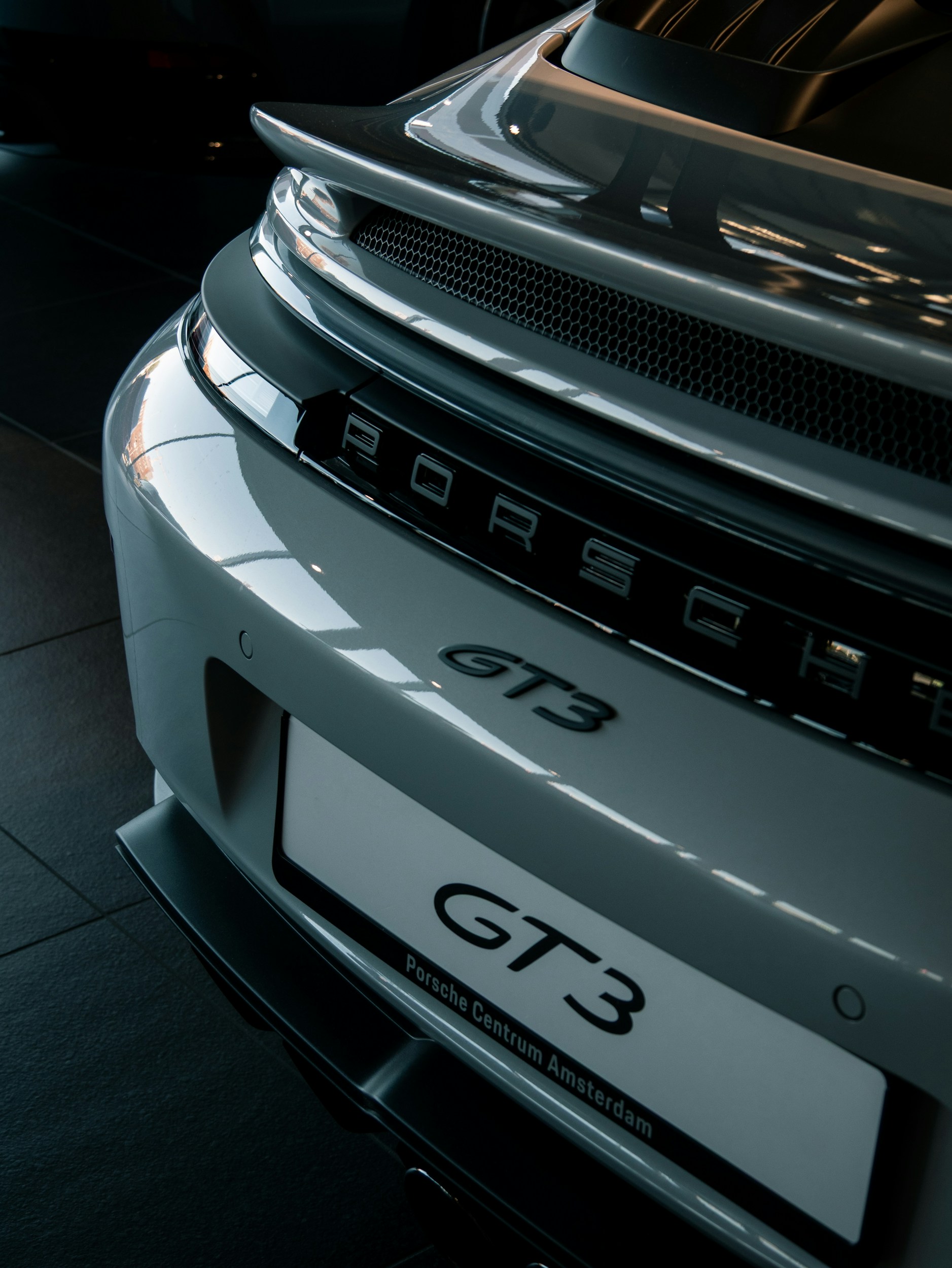 luxury sports car showroom detail