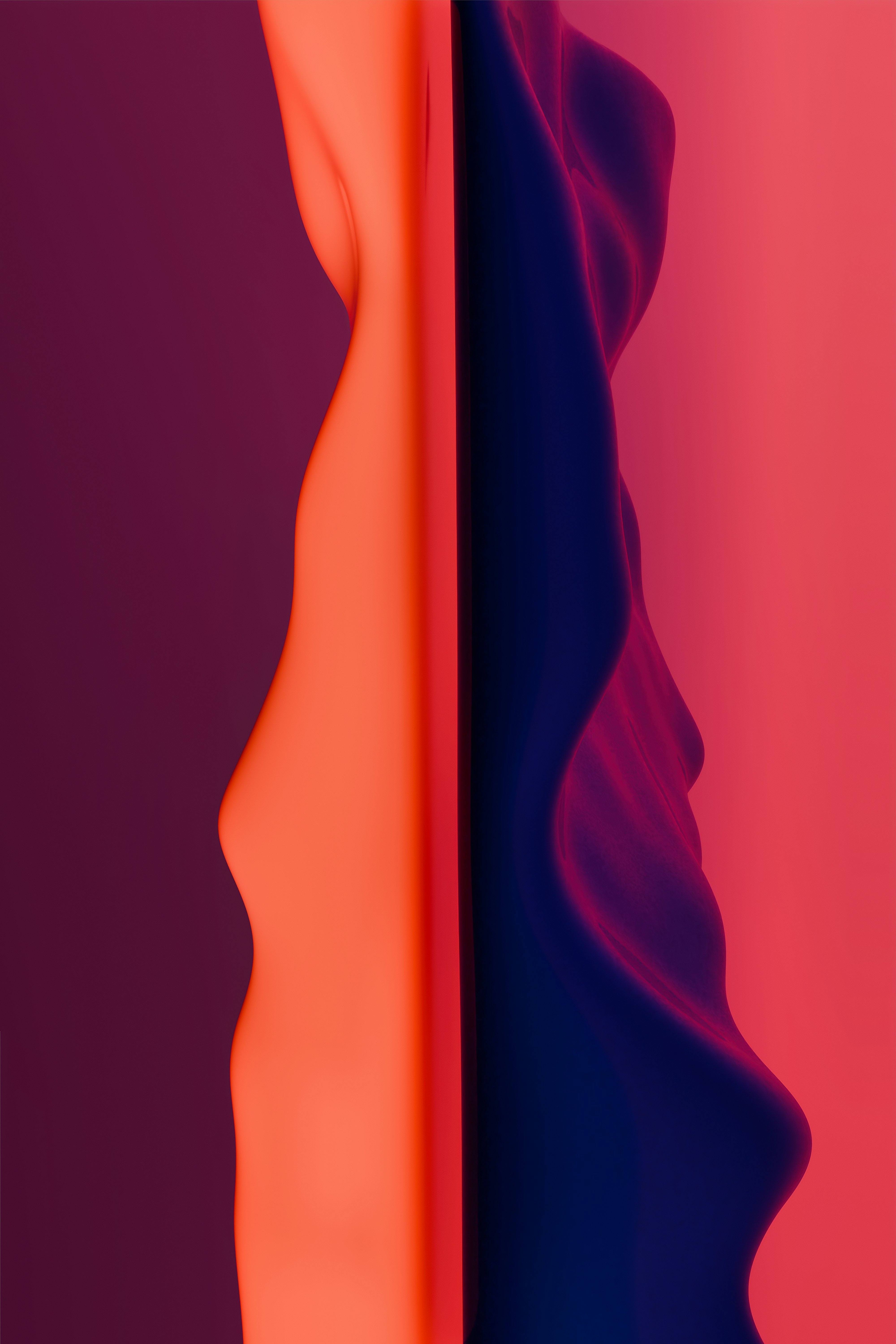 Abstract flowing shapes in shades of pink and blue