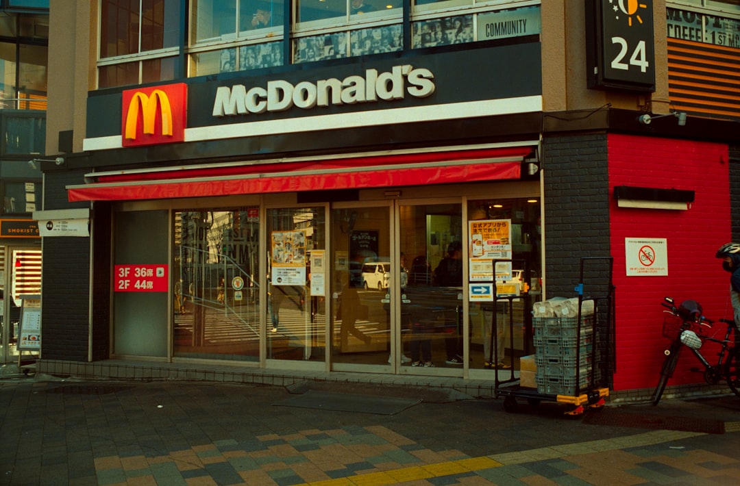 Mcdonald's restaurant storefront with red awning.