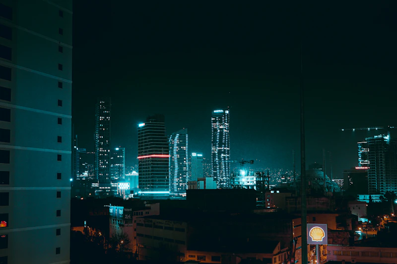 City skyline at night