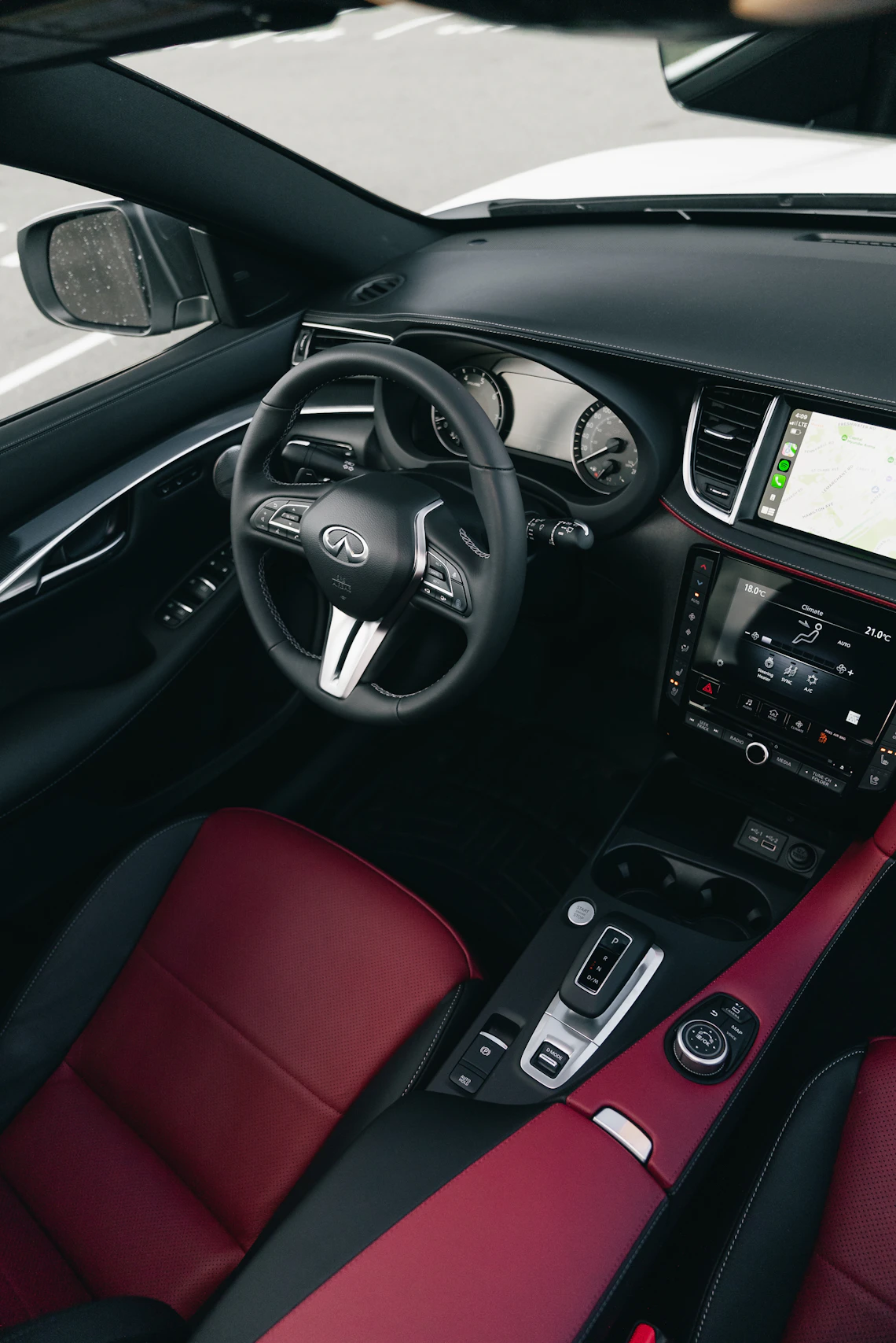 Premium vehicle interior with navigation and digital dashboard technology