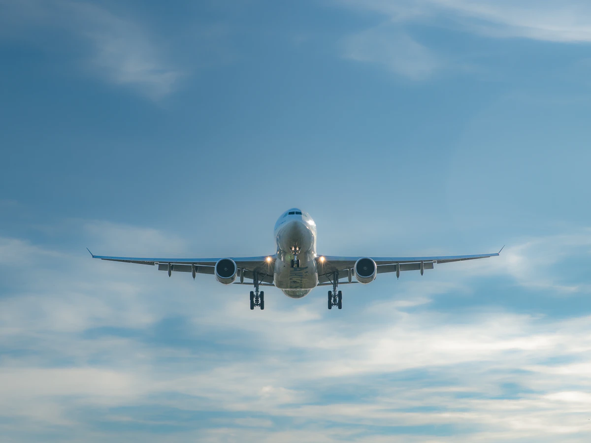 Passenger jet taking off from a runway