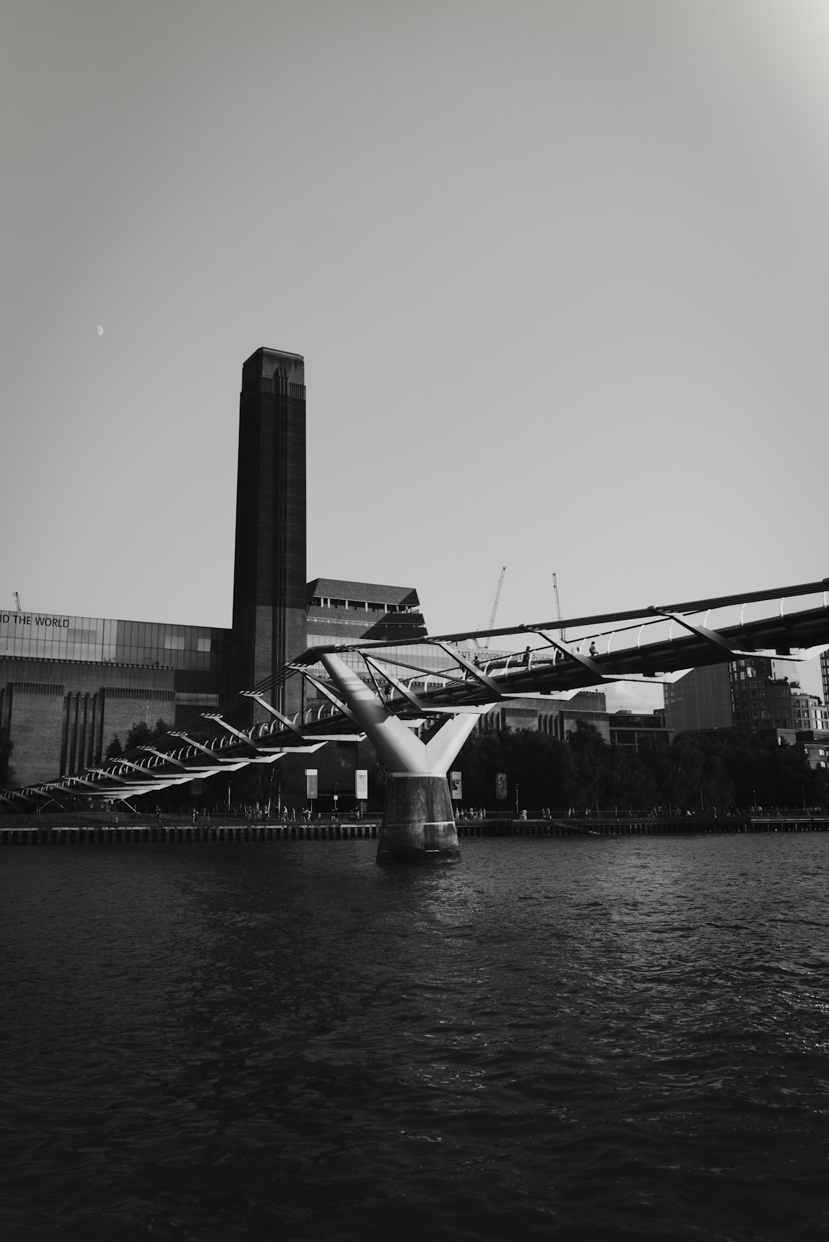 Southwark South Bank London — the Millennium Bridge spanning the Thames with Tate Modern behind