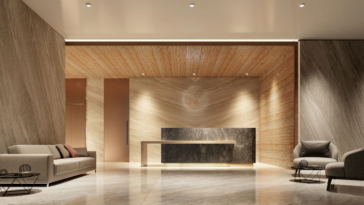 The clinic lobby and reception at Bayview Dental Studio