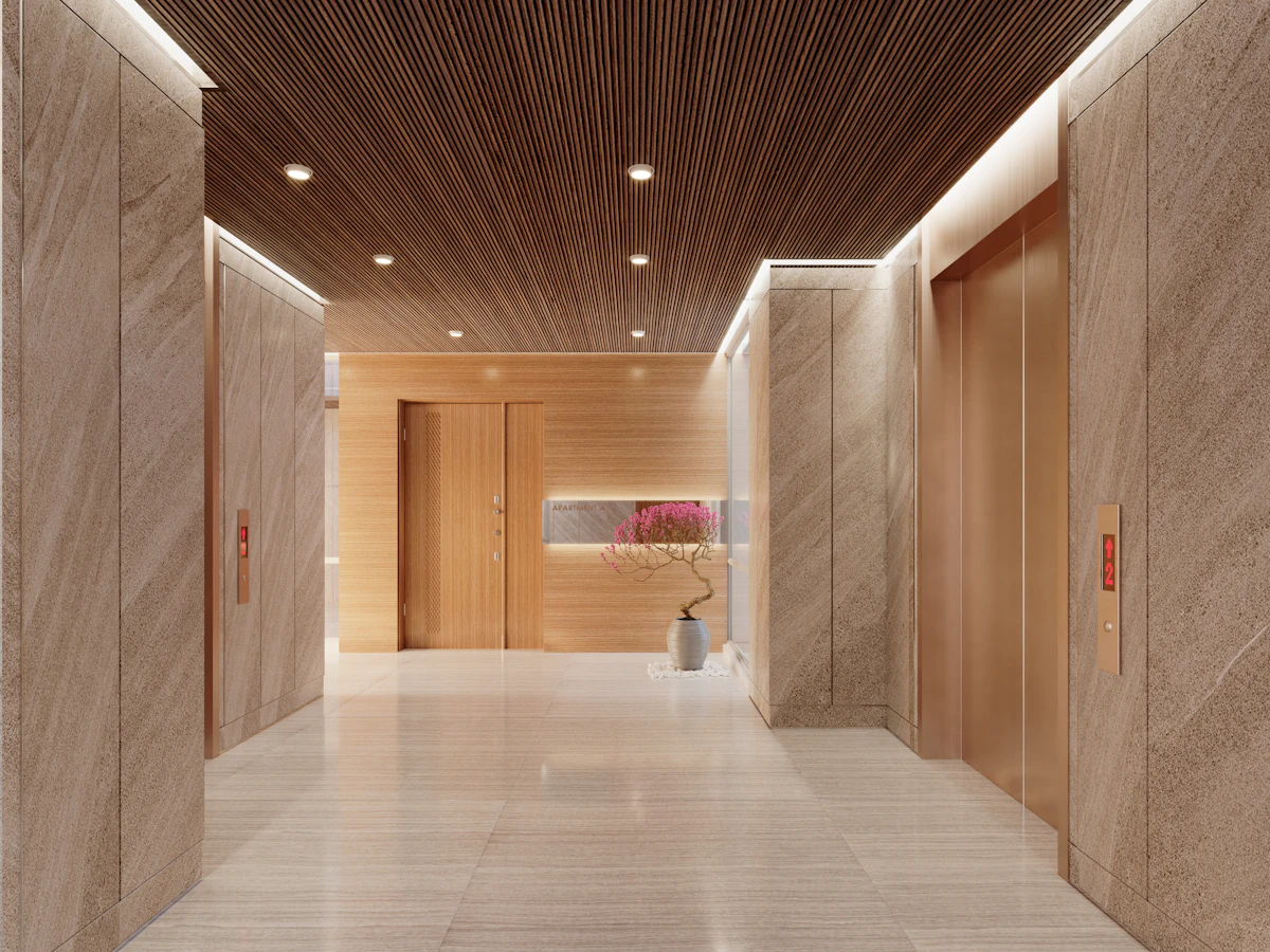 Luxury residential elevator lobby