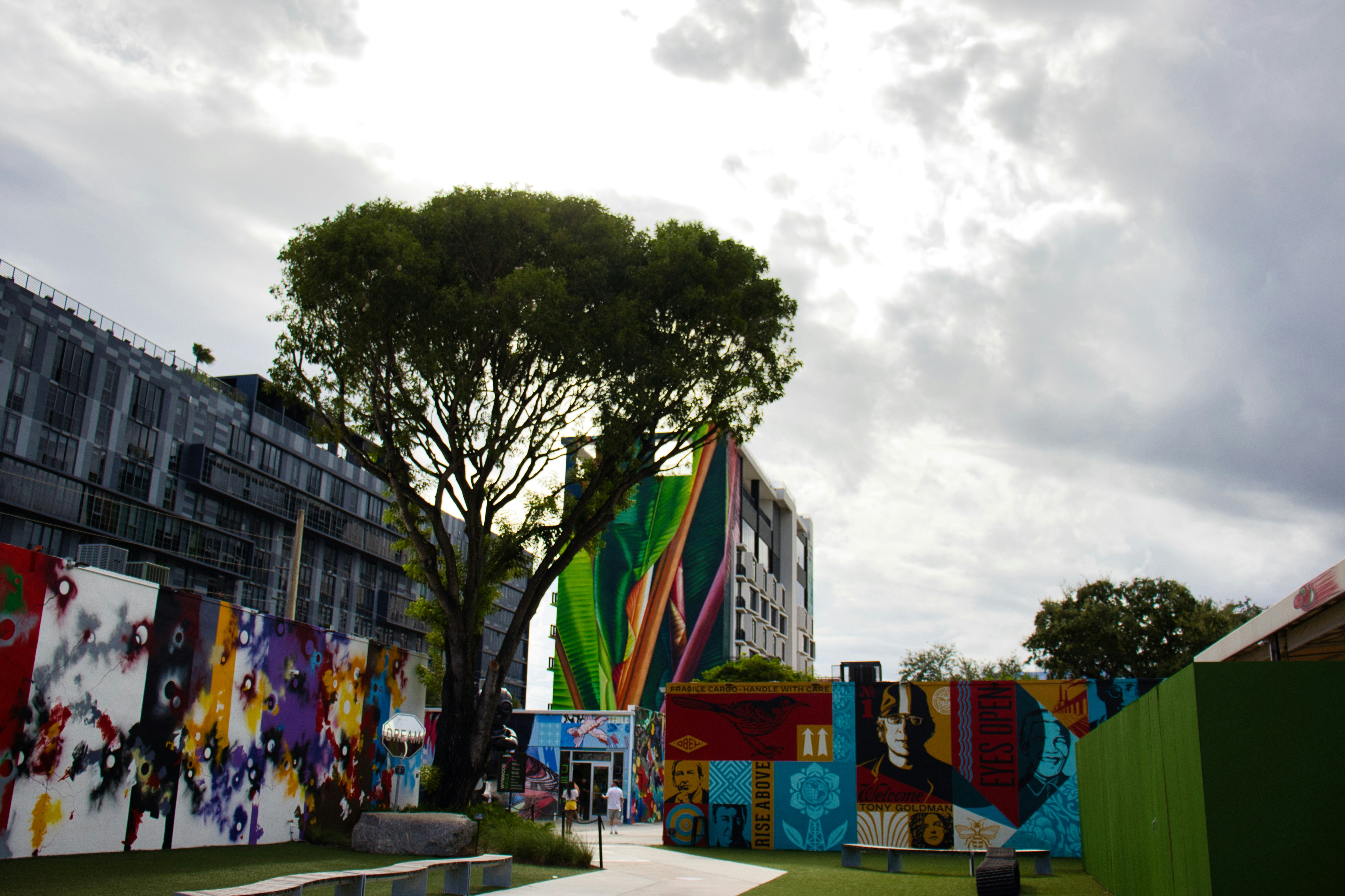 Busy street scene in the Arts District with colorful murals - apartments near downtown las vegas