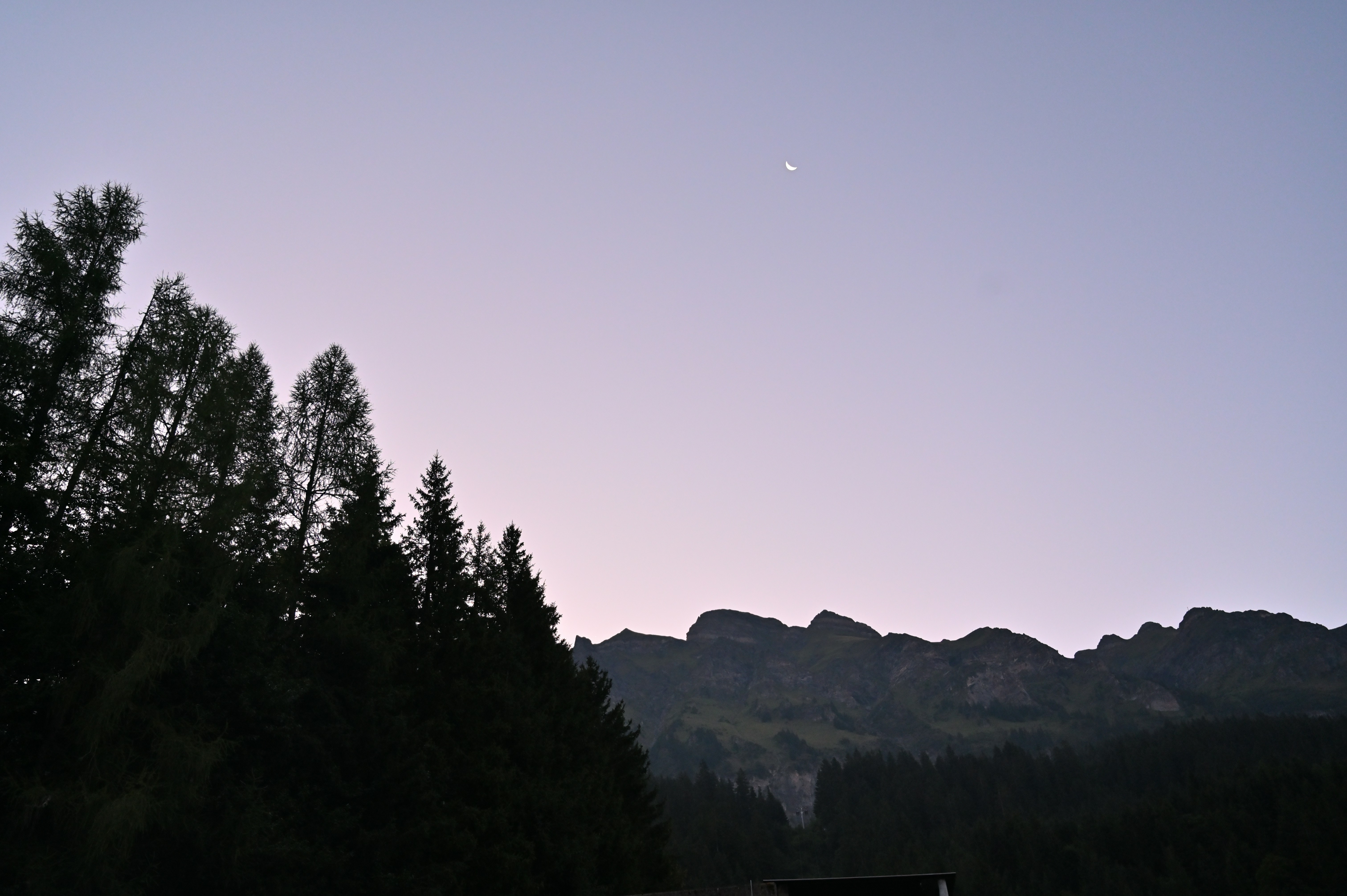 Dusk sky over Swiss Alps