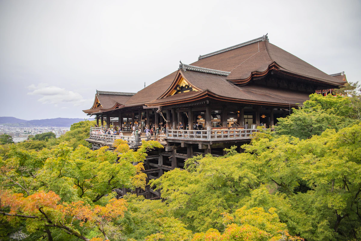 Historic temple architecture in Kyoto, Japan