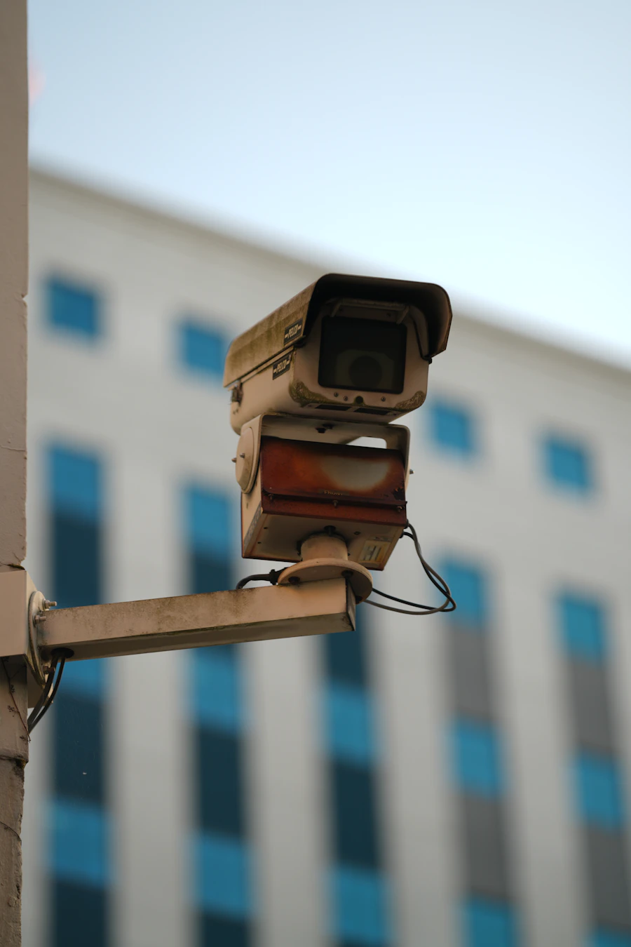 CCTV security camera mounted outside a building