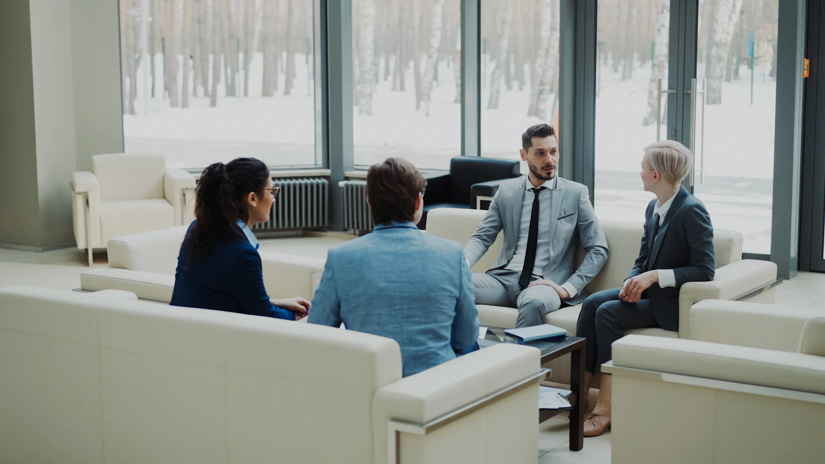 Professional business team meeting in a modern office