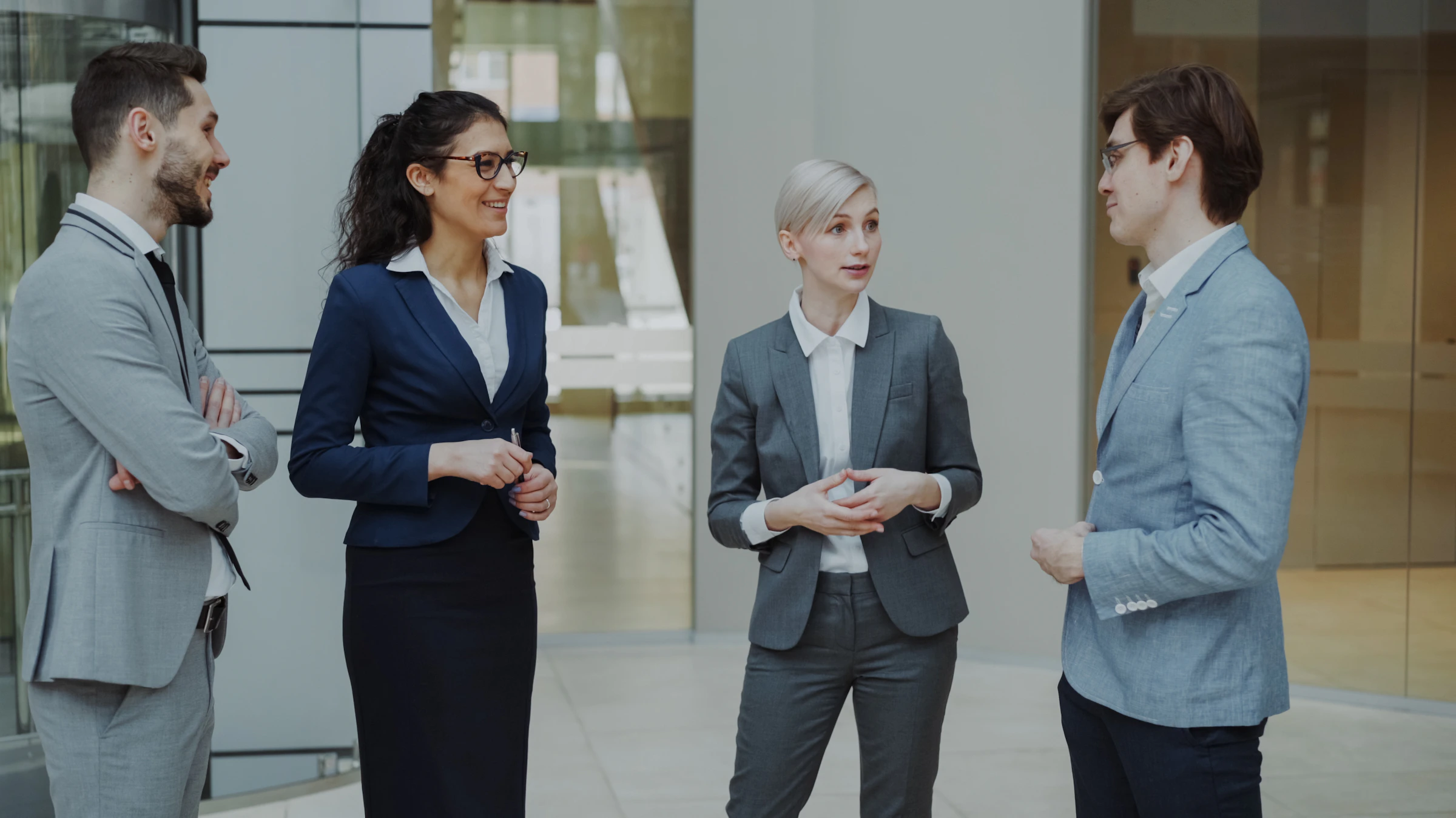 Business professionals in conversation