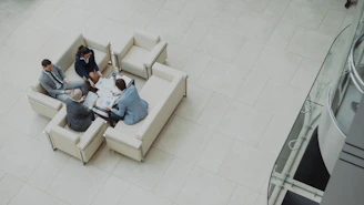 Business meeting around a table on sofas