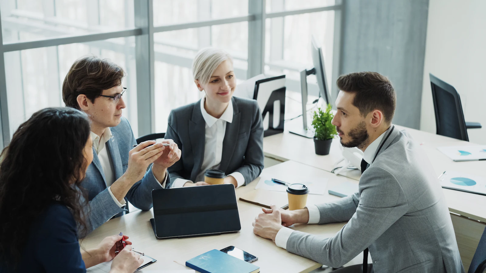 A productive team working smoothly together in a modern office