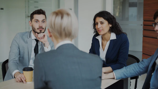 Business meeting around a table
