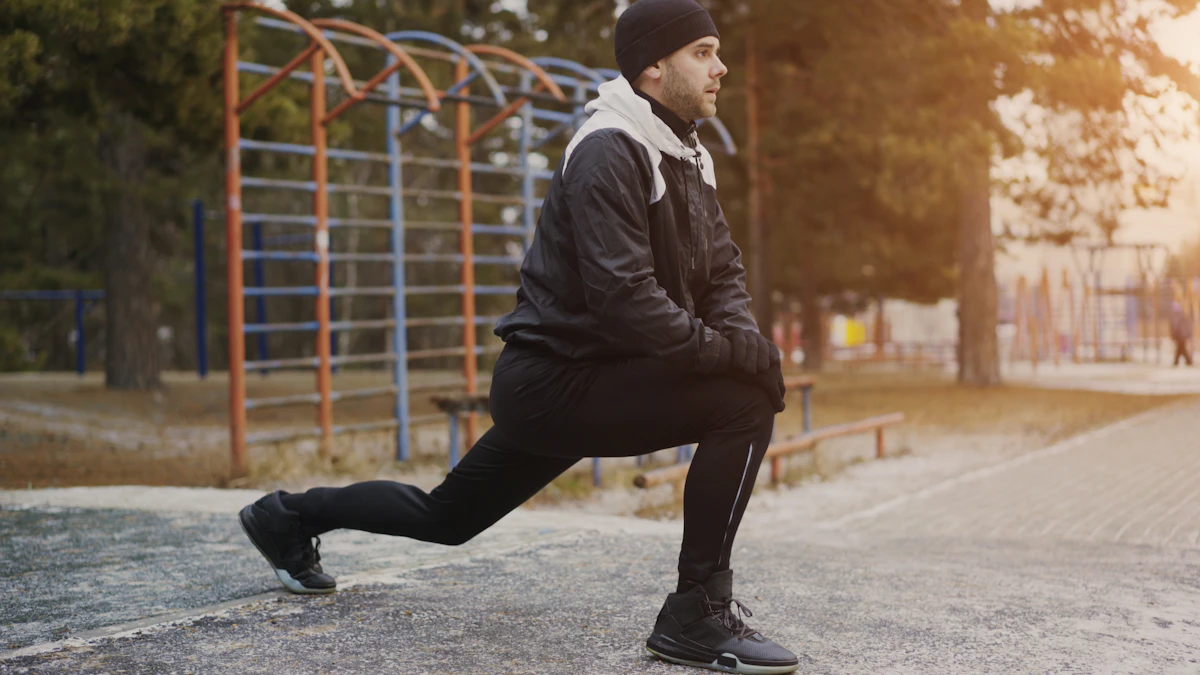 Man stretching outdoors in the morning