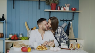 Couple sharing a moment in the kitchen