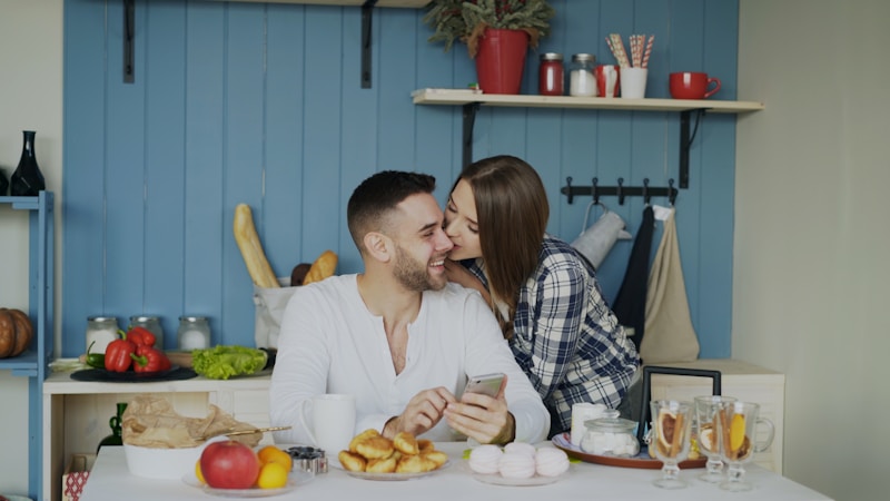 Couple sharing a moment in the kitchen