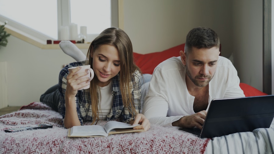 Man relaxing peacefully on Sunday morning enjoying time off