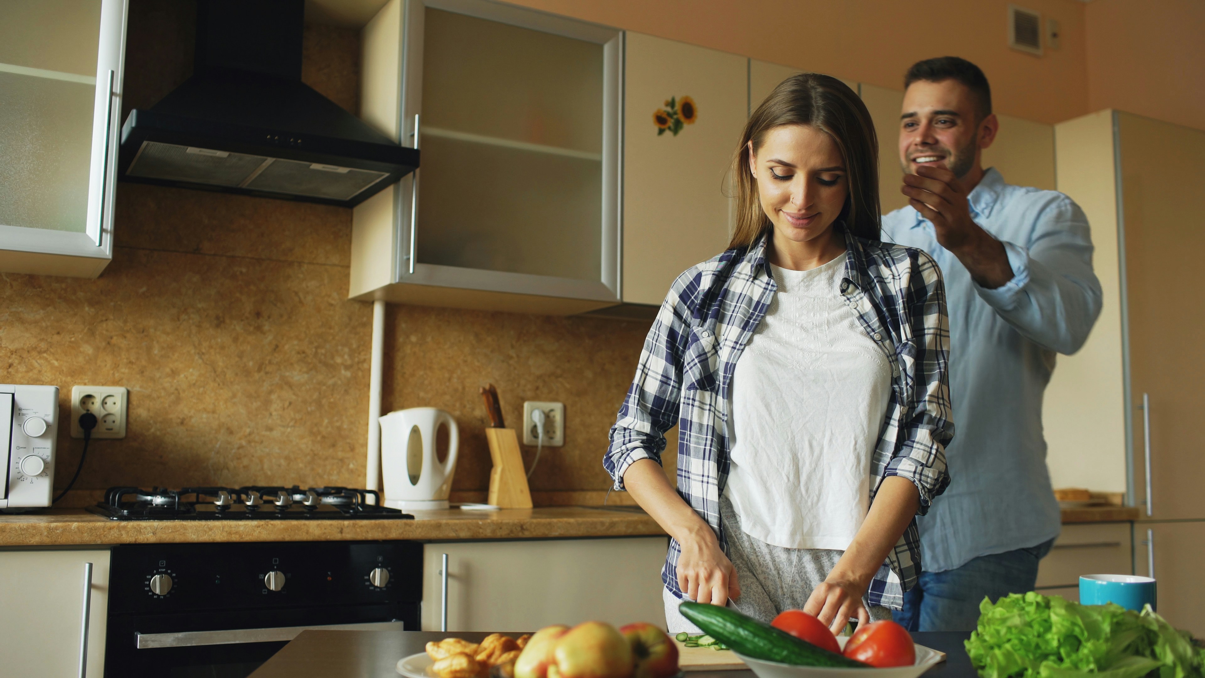 Couple cooking together