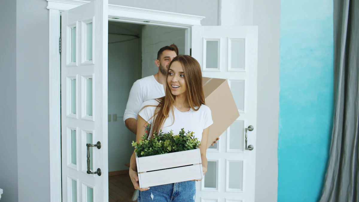 Couple moving into a new home after reintegration