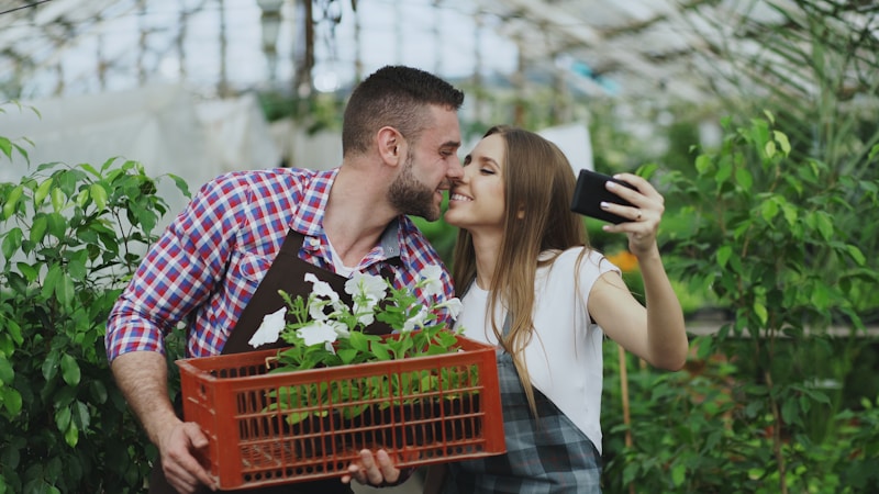 Greenhouse selfie with big smiles