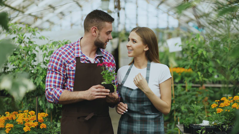 Happy user with plant