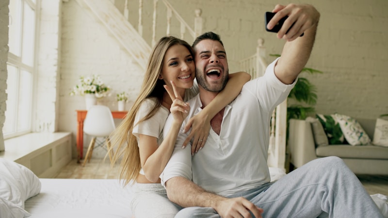 Bright room selfie together