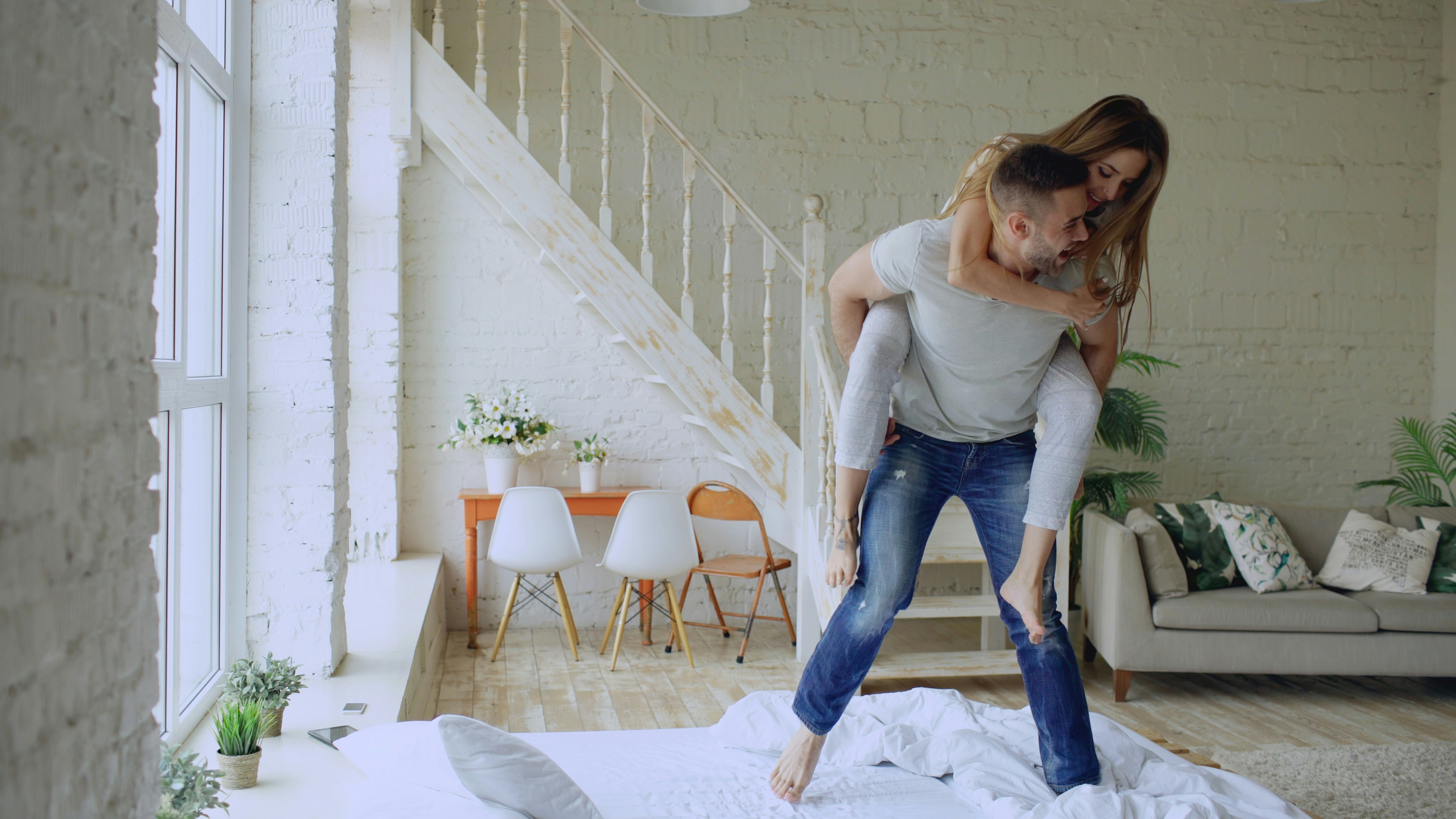 Happy couple relaxing together