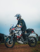 Rider on adventure motorcycle with luggage